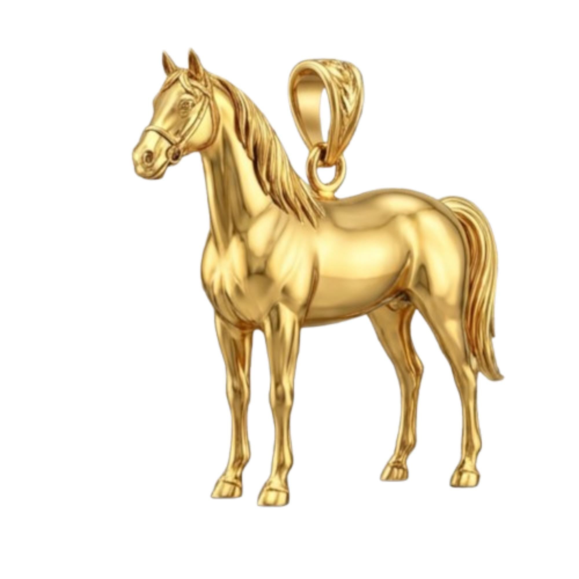 3D Horse Pendant Necklace – Gold or Sterling Silver Equestrian Jewelry