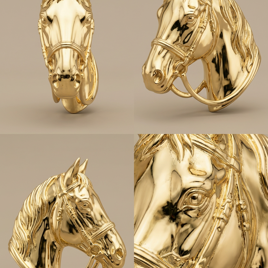 Horse Head Pendant with Bail – 3D Printed Jewelry in Gold & Silver, Perfect Gift for Horse Lovers and Equestrian Enthusiasts