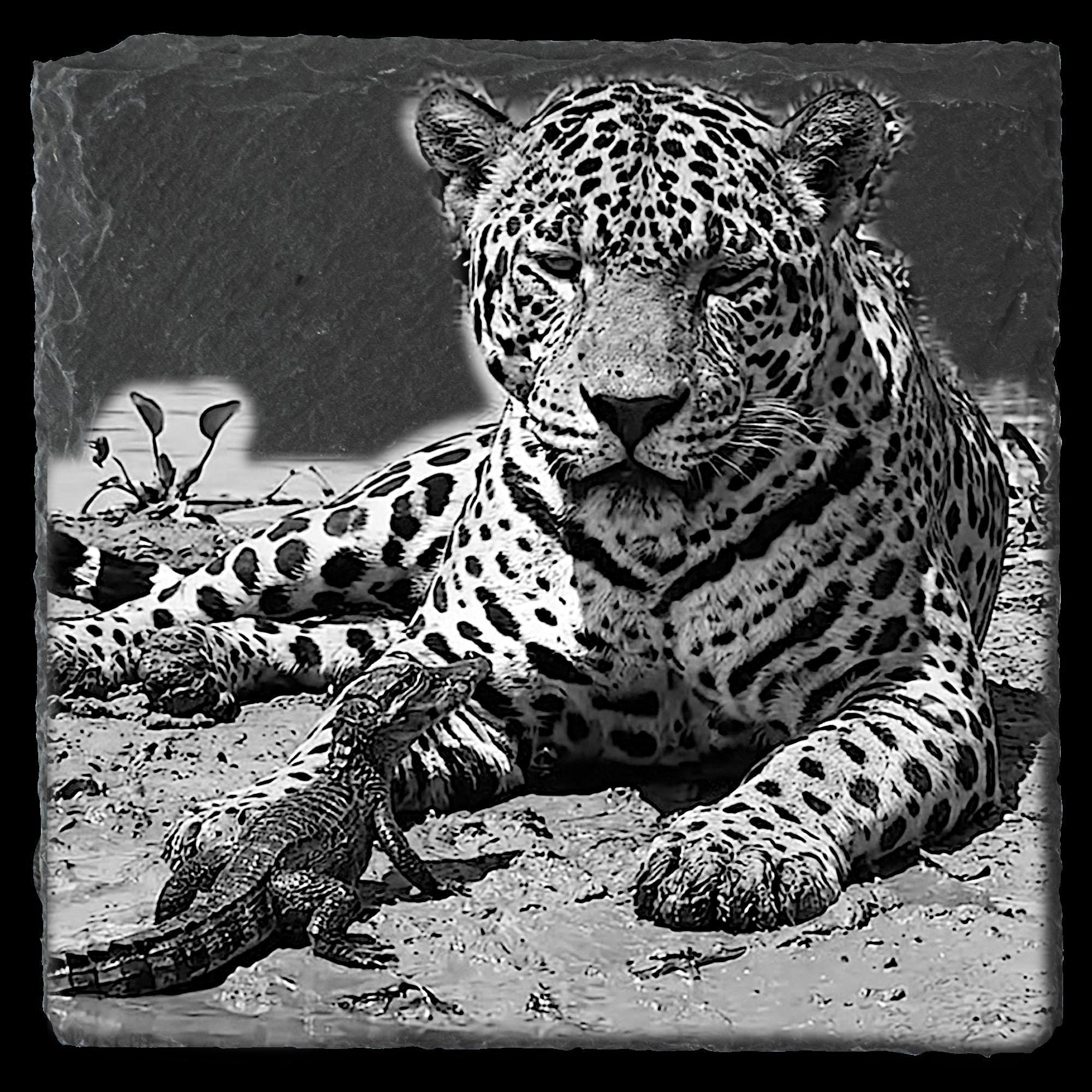 Leopard & Baby Crocodile PNG | Waterhole Scene | African Safari Wildlife | Laser Engraving Digital Download