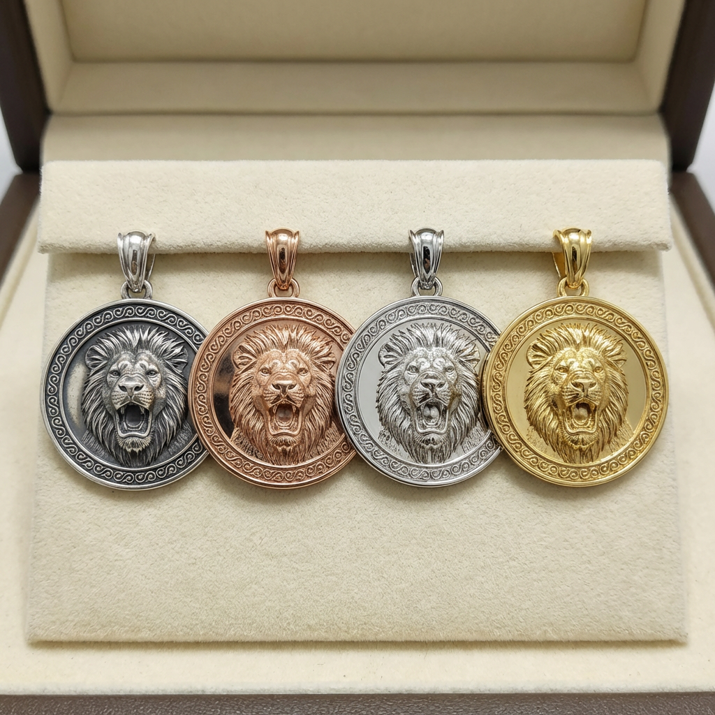 Lion Portrait Pendant Necklace in Gold or Sterling Silver – Regal Wildlife Jewelry, Powerful Animal Design for Collectors