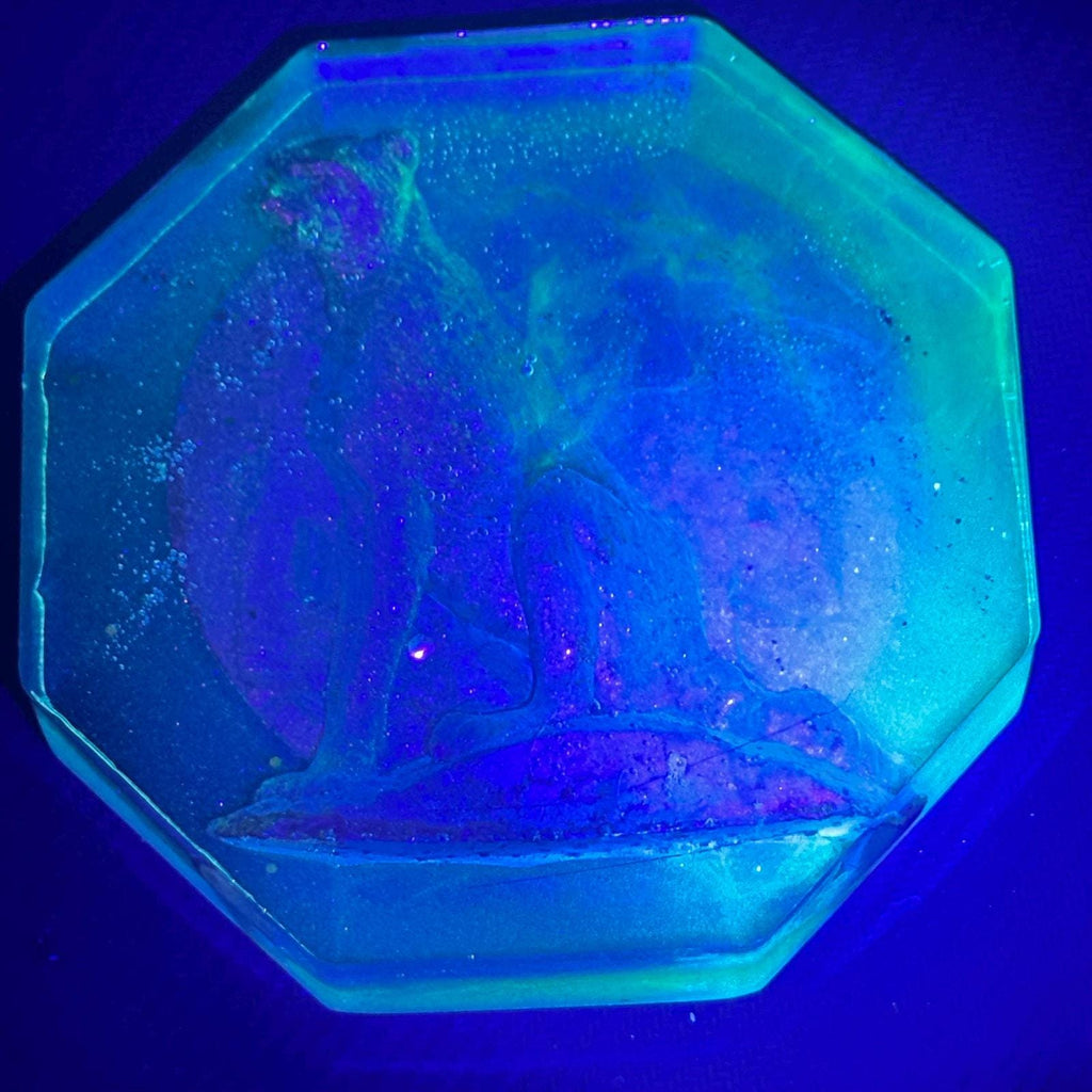 Hand-Painted Cheetah Resin Coaster, Glow-in-the-Dark Wildlife Art