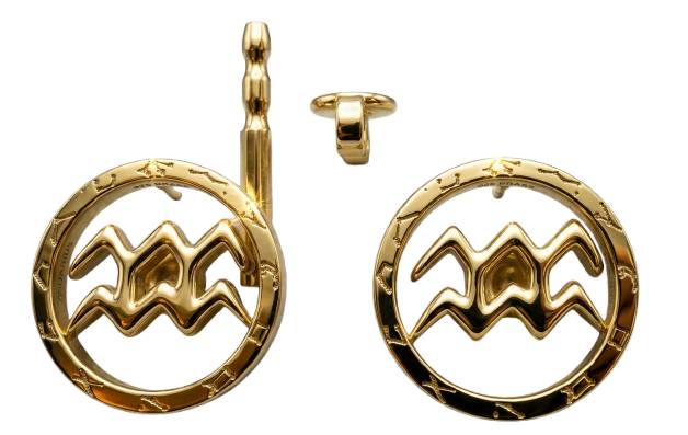 Aquarius Zodiac Pendant in 9K gold, sterling silver, or brass by MokshaGoldSculptures.