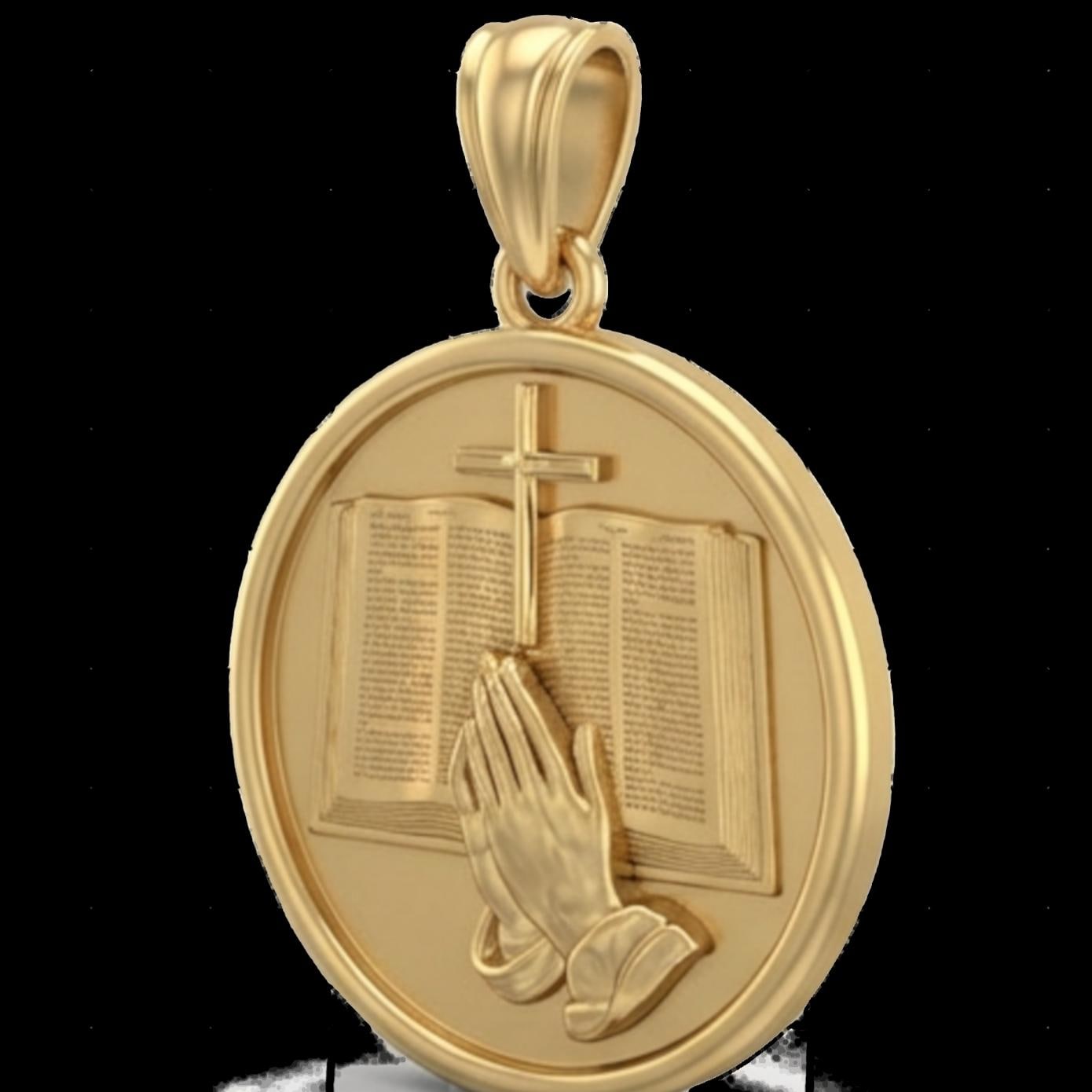 Praying Hands Bible Pendant Necklace with Cross – Christian Faith Jewelry