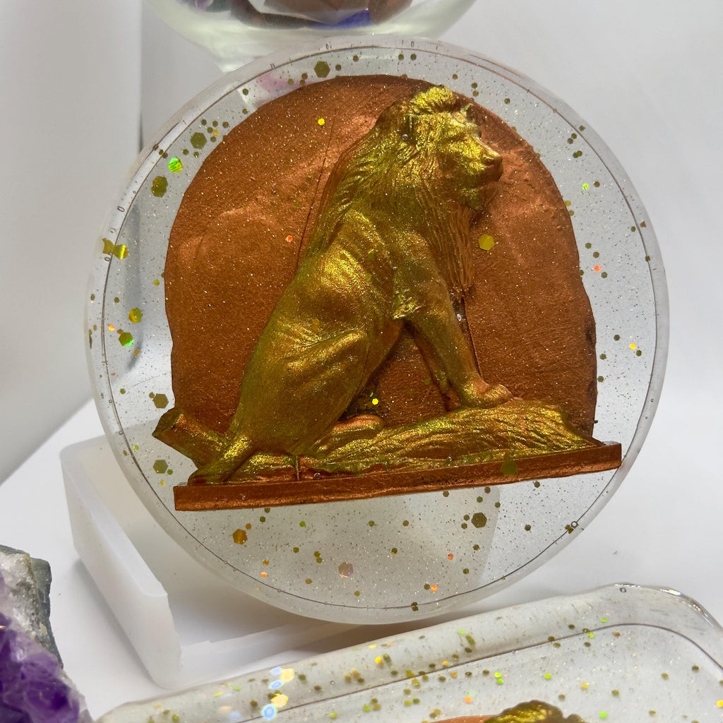 3D Lion Resin Coaster – Handmade Lion Lover Gift, Wildlife Decor, Safari Animal Accessory