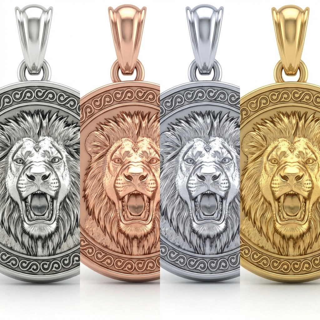 Lion Portrait Pendant Necklace in Gold or Sterling Silver – Regal Wildlife Jewelry, Powerful Animal Design for Collectors