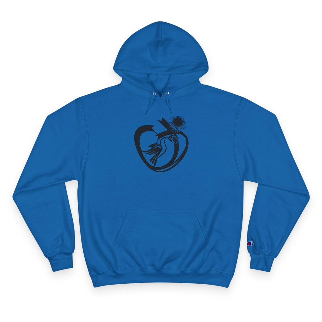 Abstract Heart Sunbird Hoodie | Minimal Monochrome Graphic