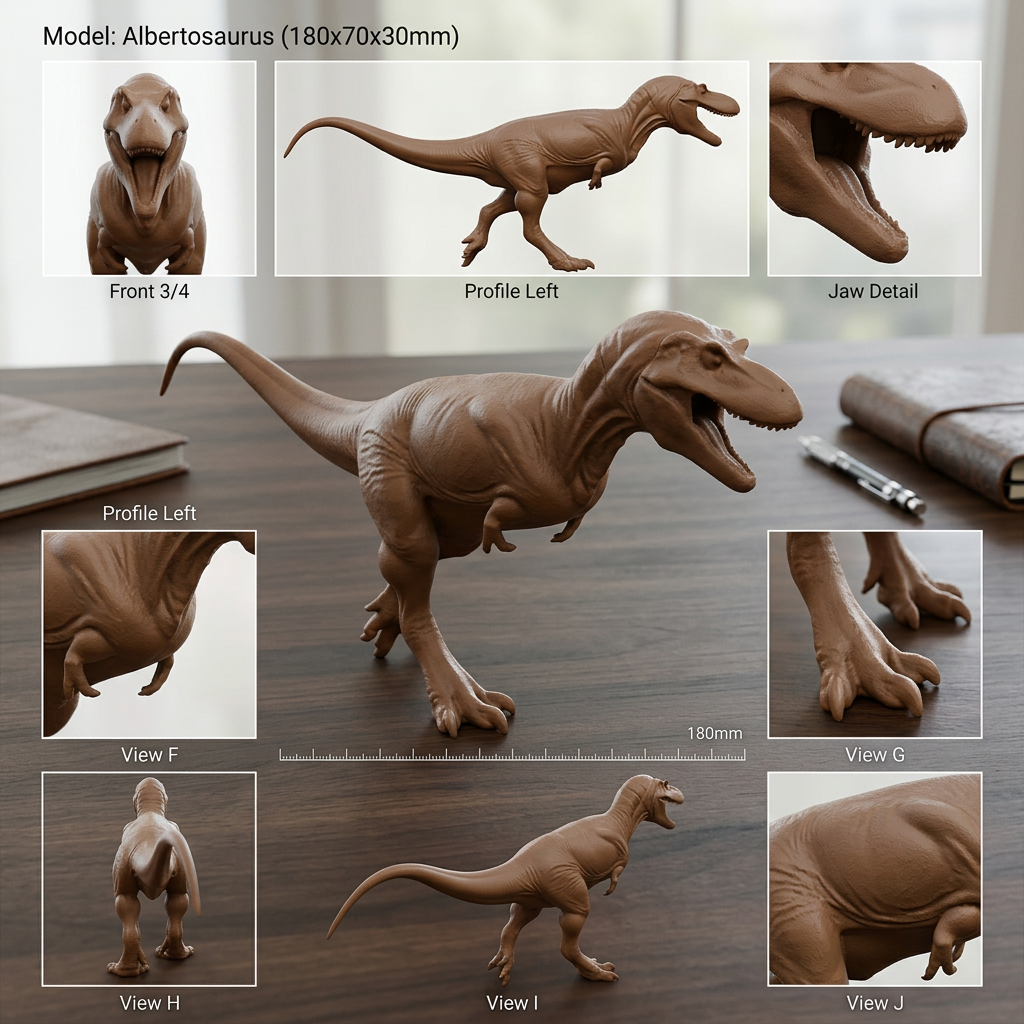 Albertosaurus 3D Print Dinosaur Model | Mini Dinosaur Figure | Fossil Replica | Desk Decor | Dino Gift | PLA Nylon Resin | 180mm Model