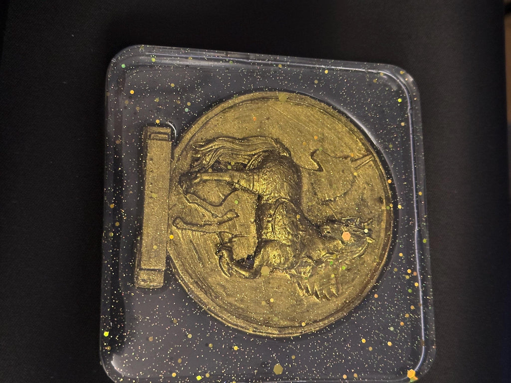 Golden Oriental Unicorn Resin Coaster – Mythical Elegance & Luxury Art