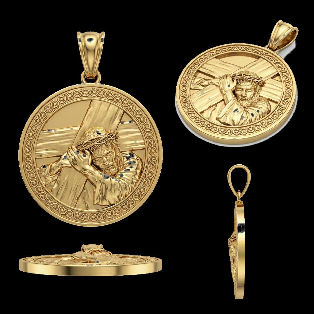 Christ Head Profile Coin Pendant – Sterling Silver, Gold, Rose Gold & Vermeil