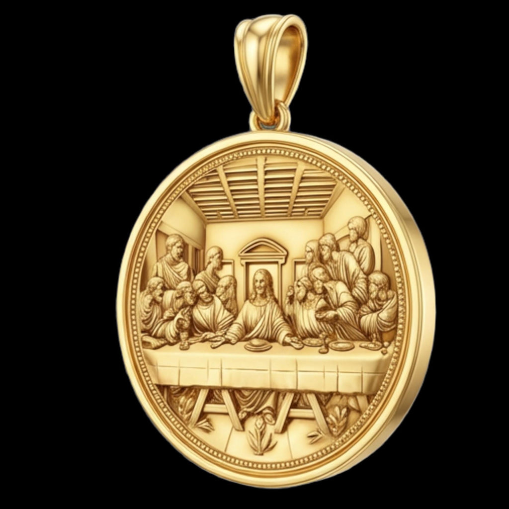 Last Supper Medallion Necklace – Religious Pendant in Gold or Sterling Silver, Christian Faith Jewelry