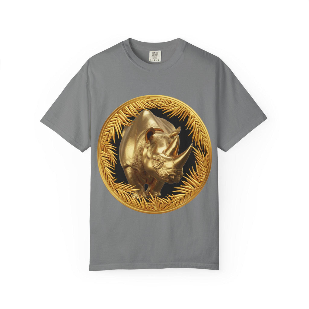 Majestic Rhino Gold T-Shirt Unique Wildlife Design with Bold Luxury Gold Print