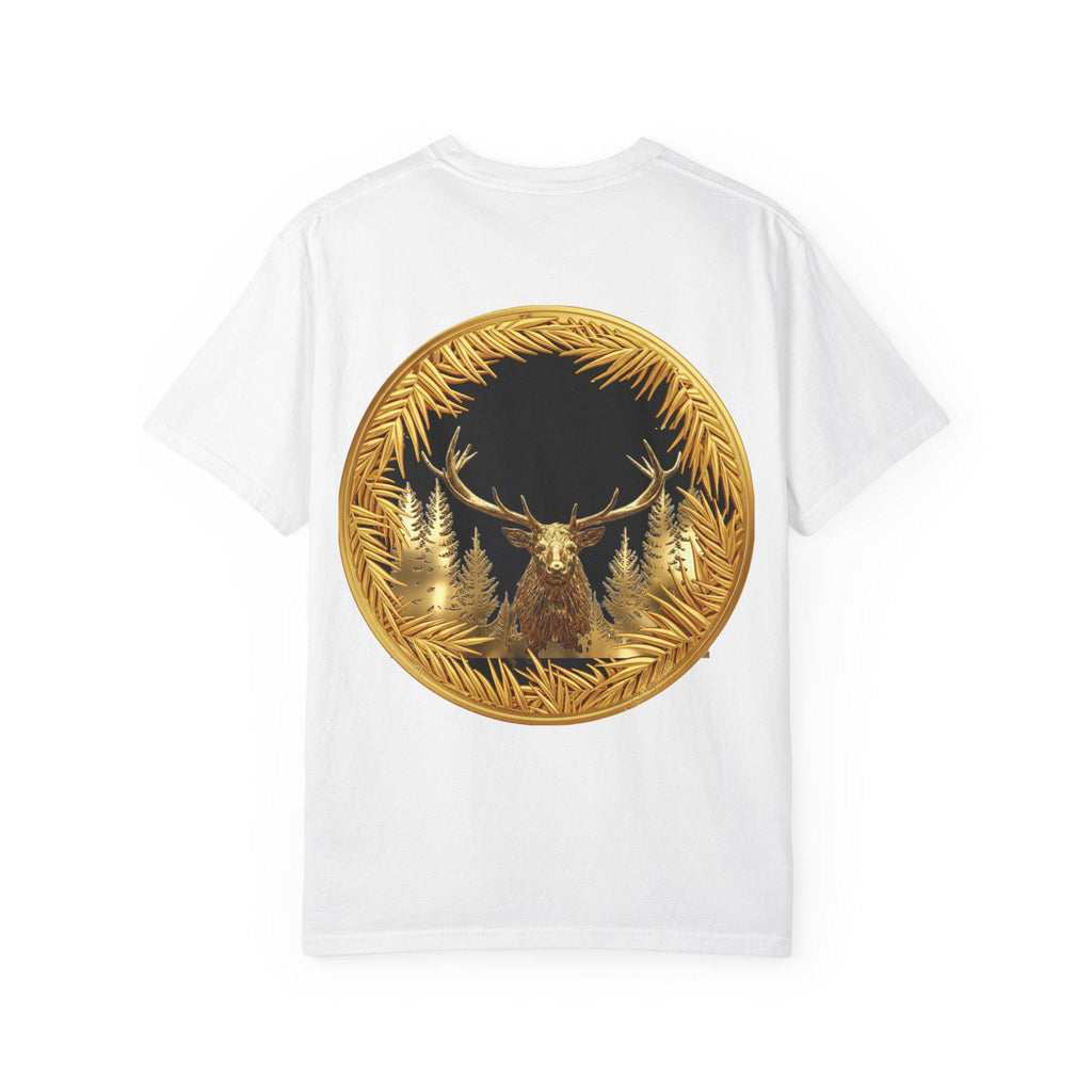 Red Deer Gold T-Shirt Majestic Stag Wildlife Design in Luxury Gold Print