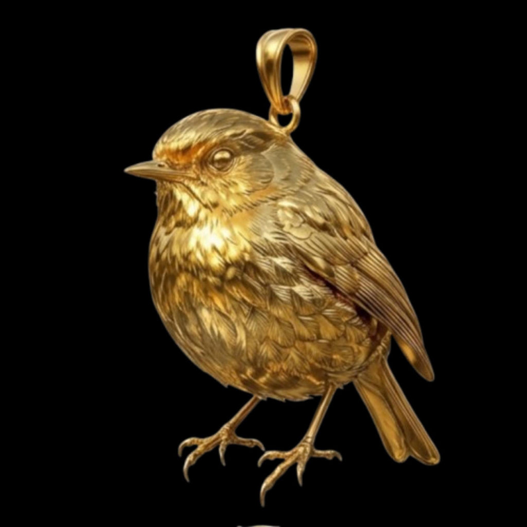 3D Robin Bird Pendant – Gold or Sterling Silver Necklace, Symbol of Hope