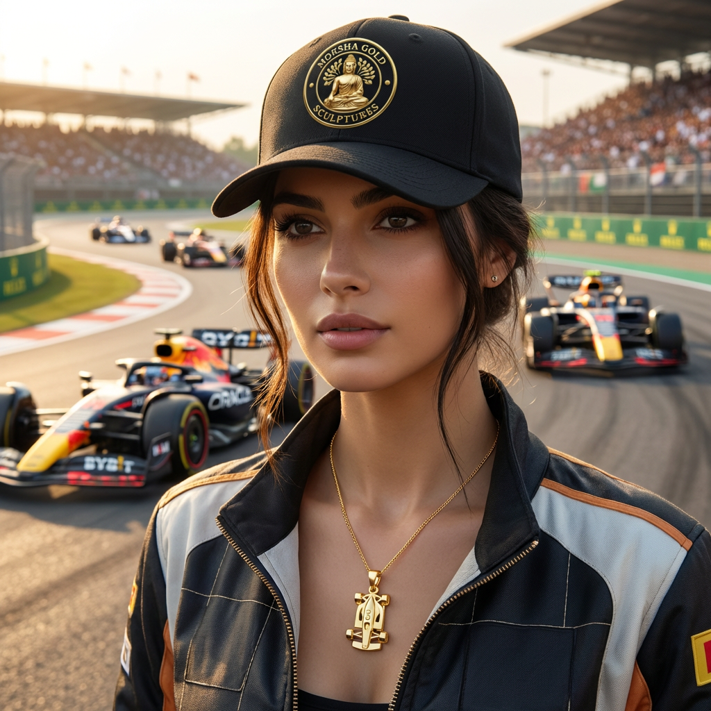 Solid Gold F1 Racing Car Pendant – Motorsport Luxury Charm | 35x15x6mm