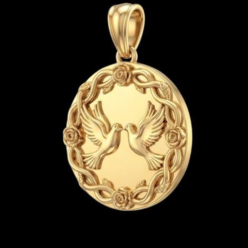 3D Dove Pendant – 18K Gold or Sterling Silver, Romantic Necklace