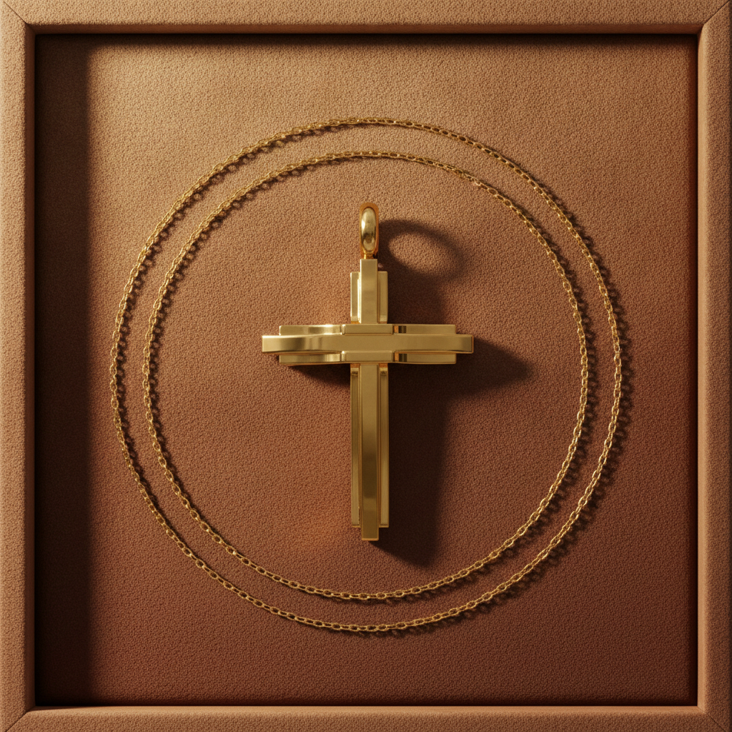 Modern Christian Cross Pendant Necklace | 18K Gold & Sterling Silver | Faith Jewellery Gift
