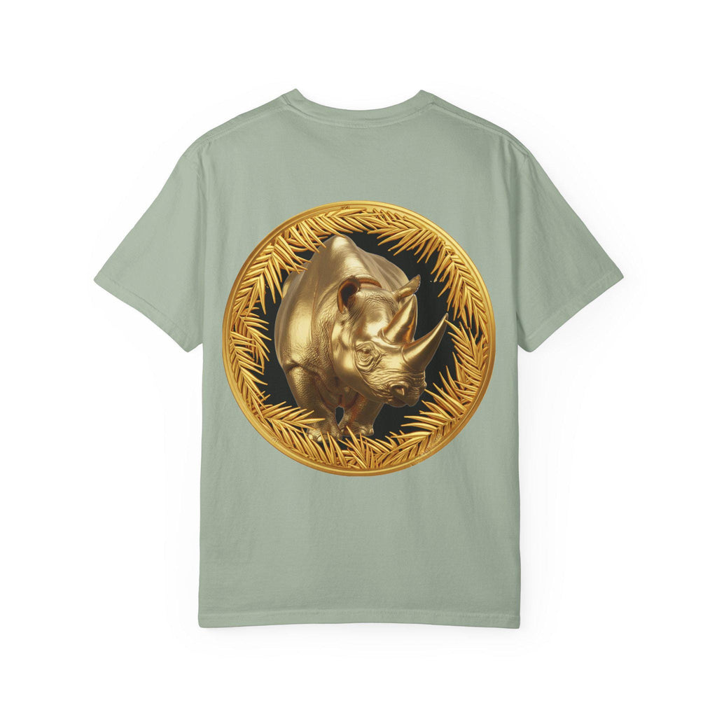 Majestic Rhino Gold T-Shirt Unique Wildlife Design with Bold Luxury Gold Print
