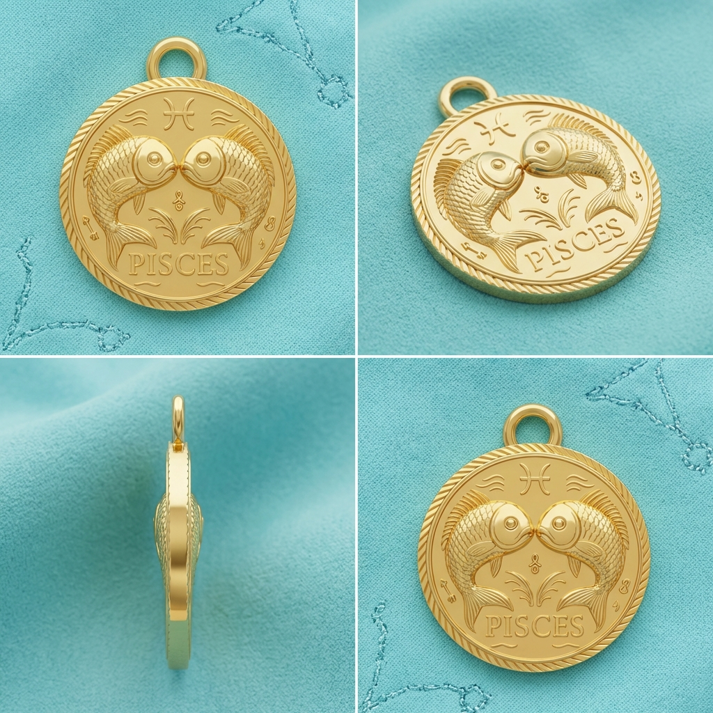 Pisces Zodiac Necklace Pendant – Constellation Astrology Jewelry, 3D Printed Gold/Silver/Brass Pendant