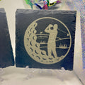 Golfer Slate Coasters Golf Lover Gift Handmade Slate Drinks Coasters Golf Decor Gift for Him Unique Golf Gift