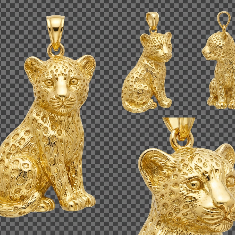 Leopard Cub Pendant – Gold, Silver & Brass Jewelry, Animal Charm, Gift for Wildlife and Jewelry Lovers