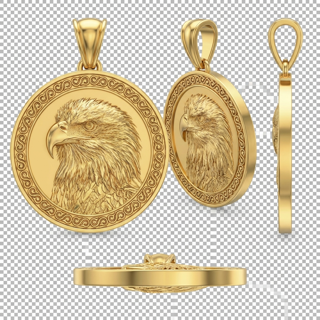 Golden Eagle Head Pendant Necklace in Gold or Sterling Silver – Majestic Bird of Prey Jewelry, Symbol of Strength & Freedom