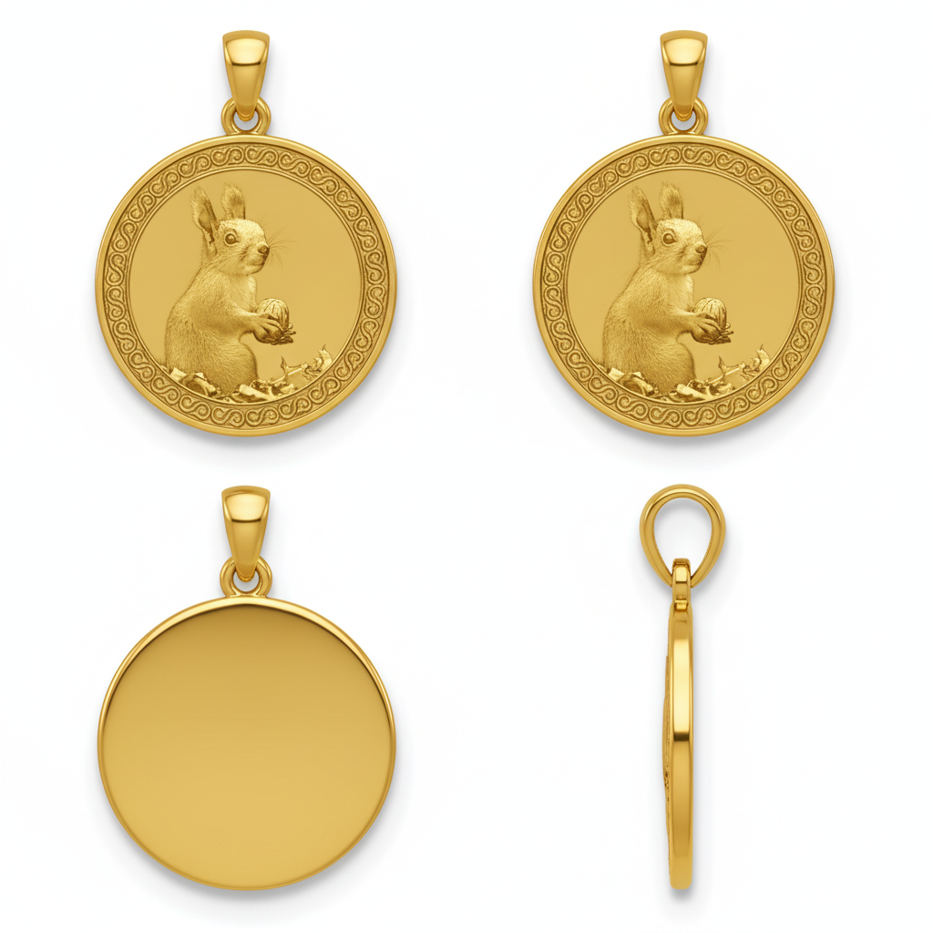 Squirrel Pendant Necklace – Gold & Sterling Silver, Holding Nut, Anxious Wildlife Jewelry, Cute Animal Necklace Gift