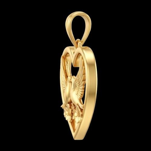 3D Dove Heart Pendant – Sterling Silver Love Necklace, Valentine's Gift
