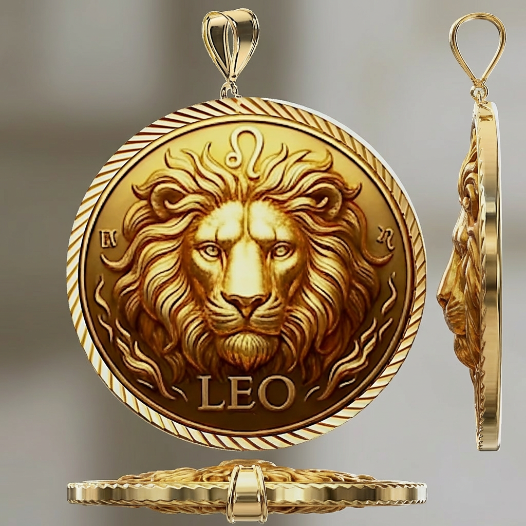 Leo Zodiac Pendant 3D Leo pendant features– Lion Design in Gold or Silver, Astrology Jewelry, Unisex Gift