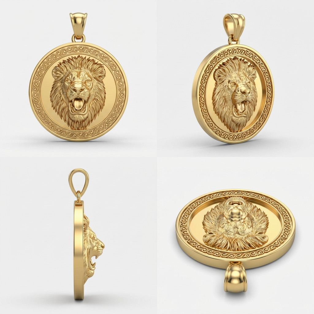 Lion Portrait Pendant Necklace in Gold or Sterling Silver – Regal Wildlife Jewelry, Powerful Animal Design for Collectors