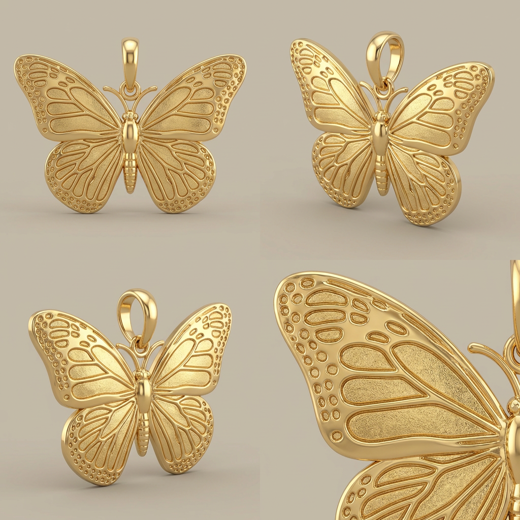 Monarch Butterfly Pendant 20x28x4mm – Nature Inspired Jewelry in Gold, Silver or Brass