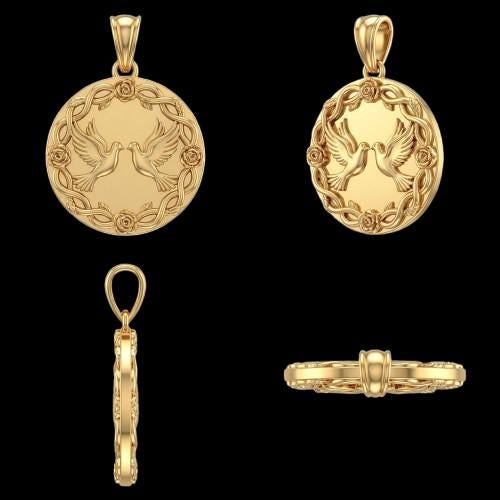 3D Dove Pendant – 18K Gold or Sterling Silver, Romantic Necklace