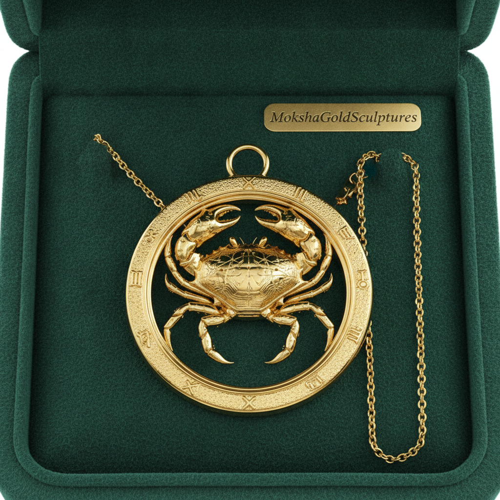 Cancer Zodiac Crab Pendant Necklace, 25mm Astrology Necklace, Cancer Constellation Jewellery, 9K Gold, Sterling Silver or Yellow Brass, Zodiac Gift