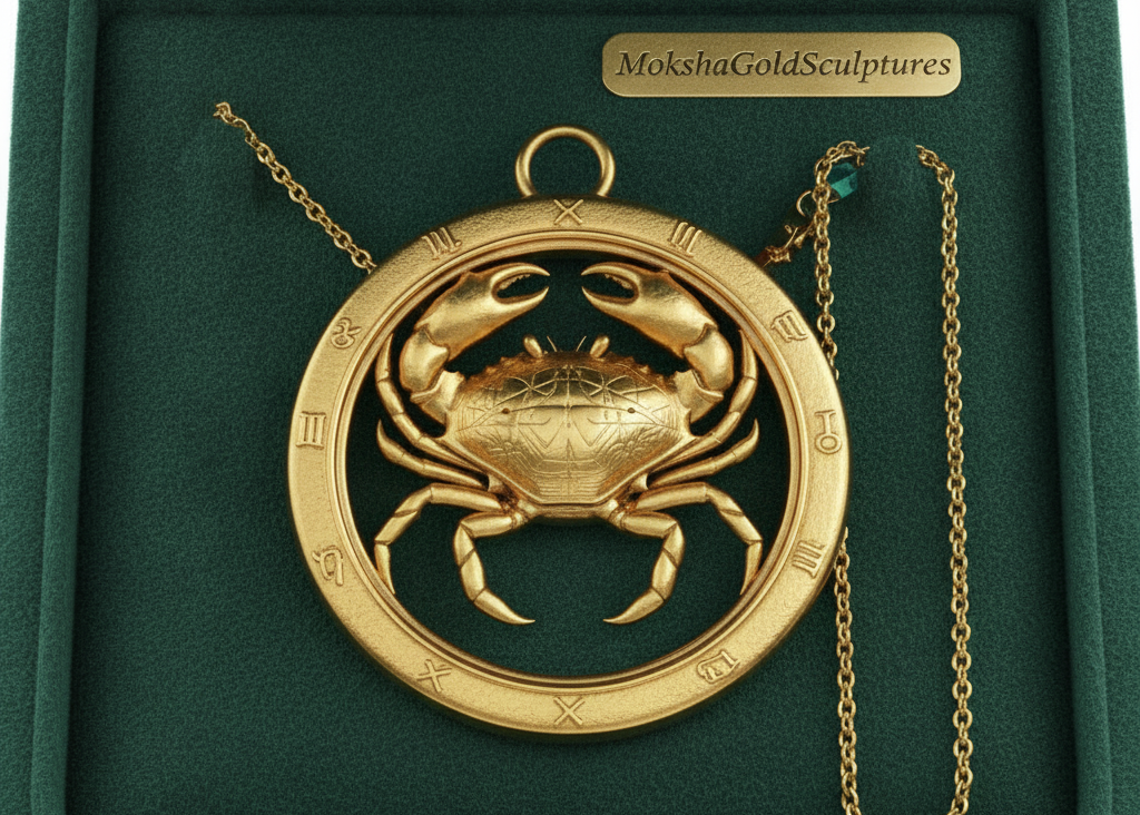 Cancer Zodiac Crab Pendant Necklace, 30mm Astrology Necklace, Cancer Constellation Jewellery, 9K Gold, Sterling Silver or Yellow Brass, Zodiac Gift