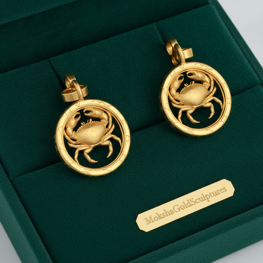 Cancer Zodiac Crab Stud Earrings, 18mm Astrology Earrings, Zodiac Constellation Studs, 9K Gold, Sterling Silver or Yellow Brass, Cancer Gift