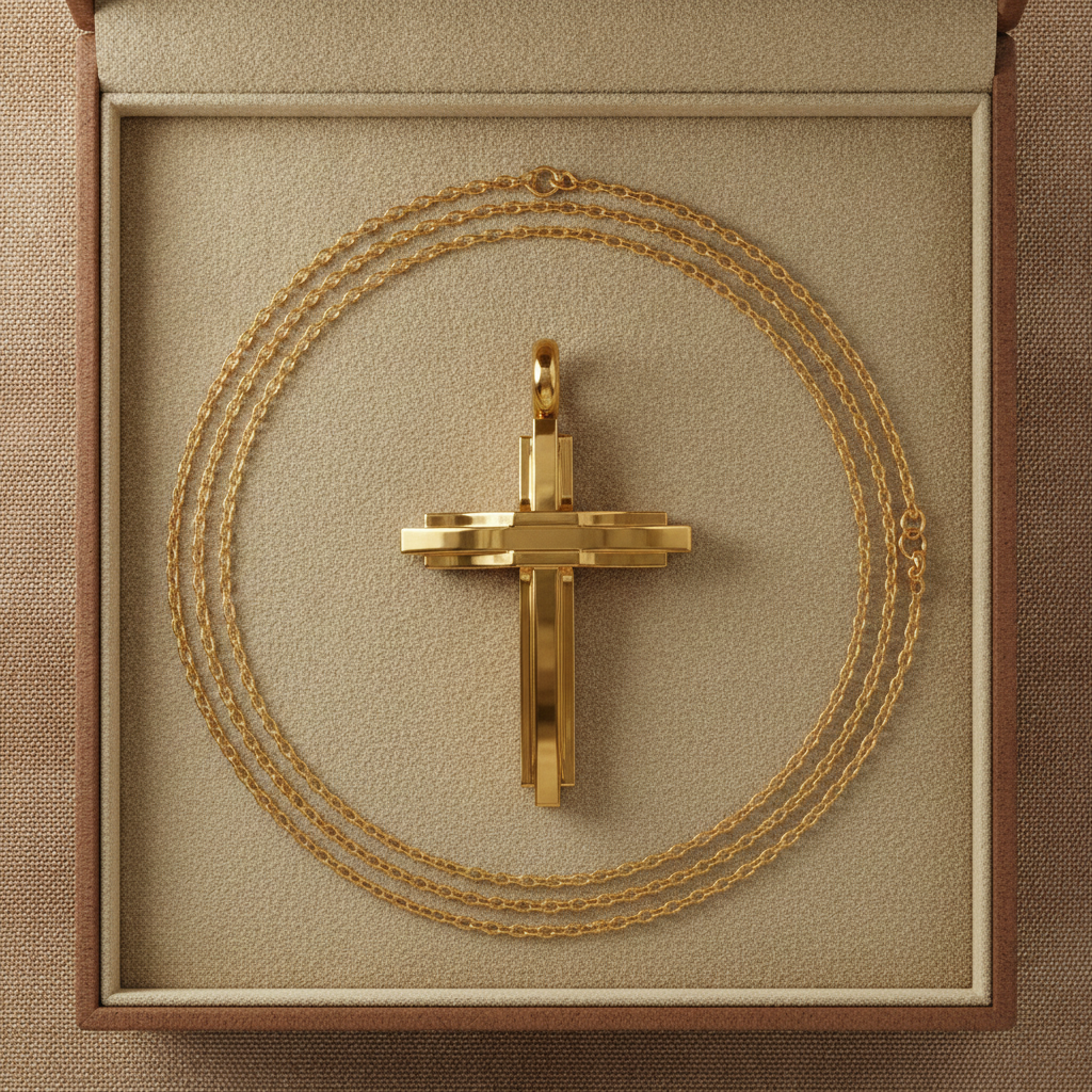 Modern Christian Cross Pendant Necklace | 18K Gold & Sterling Silver | Faith Jewellery Gift