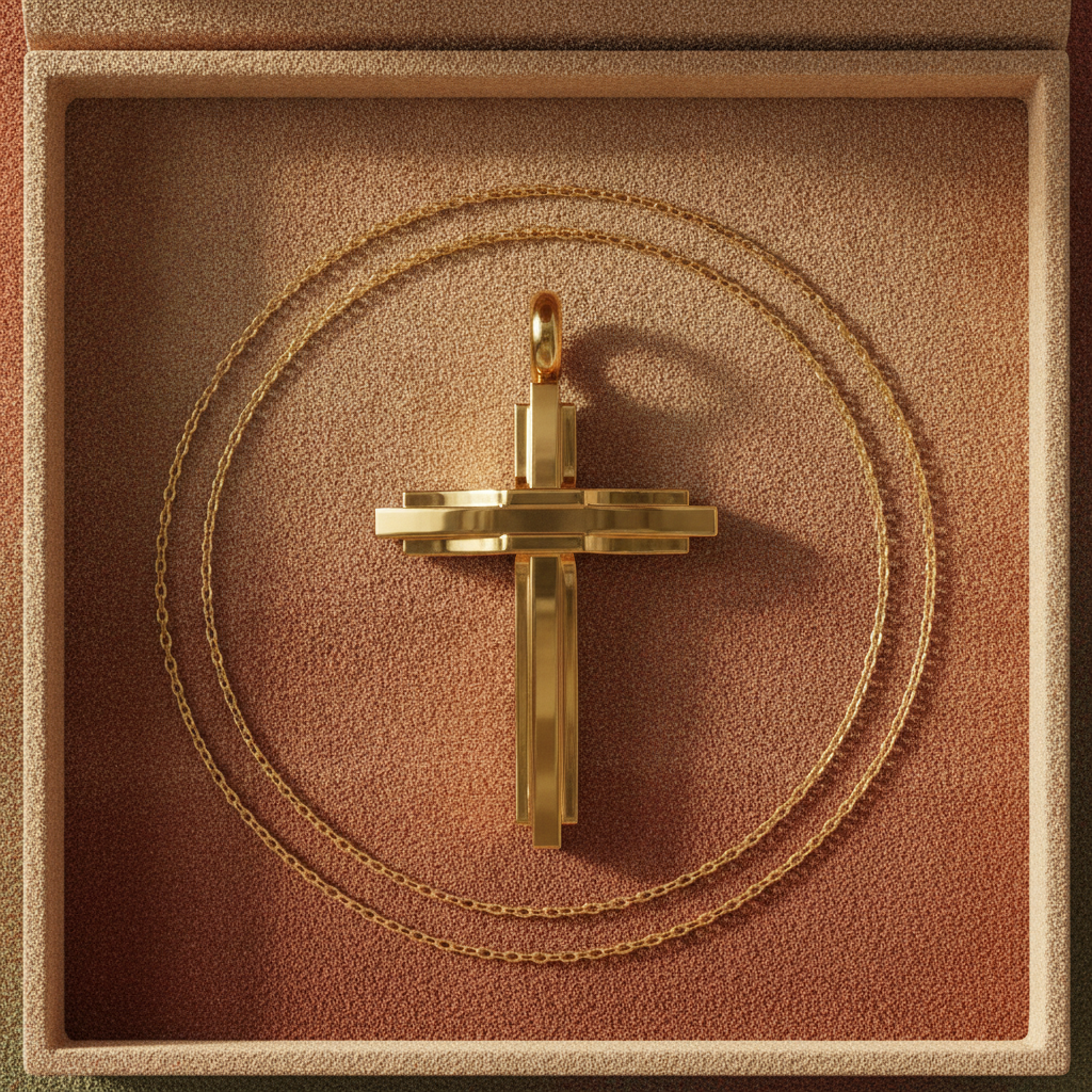 Modern Christian Cross Pendant Necklace | 18K Gold & Sterling Silver | Faith Jewellery Gift