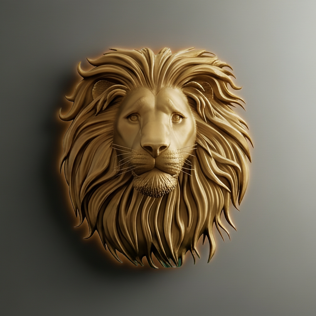 Lion Head Wall Mount PLA Sculpture 250mm | 3D Printed Lion Wall Art | Large Wall Decor | Handmade Animal Sculpture
