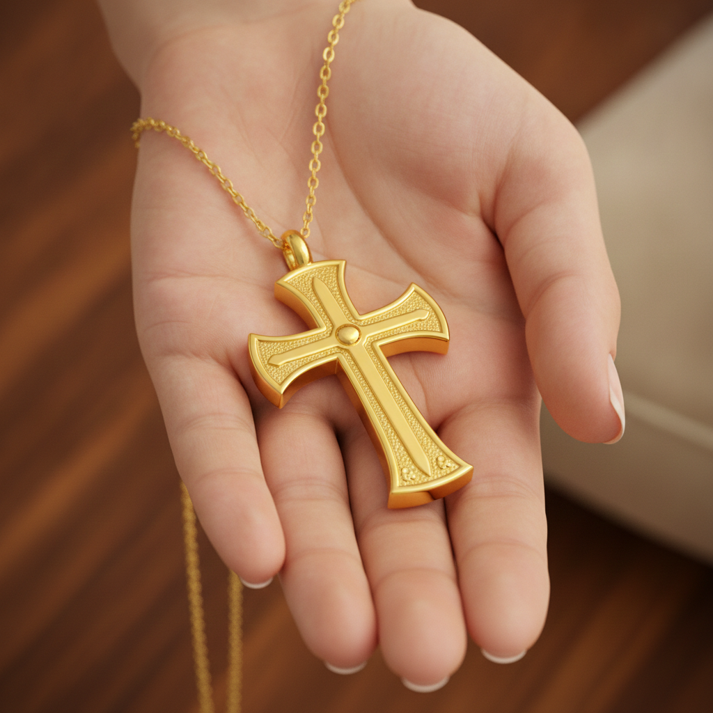 18K Gold Cross Pendant Necklace | Medieval Christian Cross | Faith Necklace | Religious Jewelry | Sacred Cross Pendant | Christian Gift
