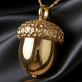 The Gold Acorn Pendant Necklace in 24K gold plate, textured cap, by MokshaGoldSculptures.