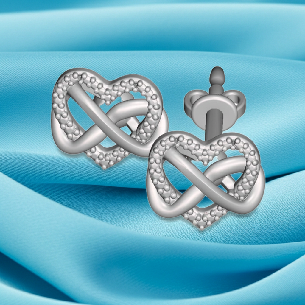 Intertwined Heart Stud Earrings | 20mm Heart Earrings in Silver or Polished Brass | Lightweight Modern Love Knot Studs