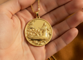 Jesus Calms the Storm Coin Pendant Necklace | 30mm Christian Medallion | 18K Gold, Sterling Silver or Yellow Brass | Religious Gift