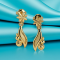 Gold Leaf Drop Earrings, Floral Statement Earrings, Lightweight Gold Dangle Earrings, Handmade Leaf Jewellery