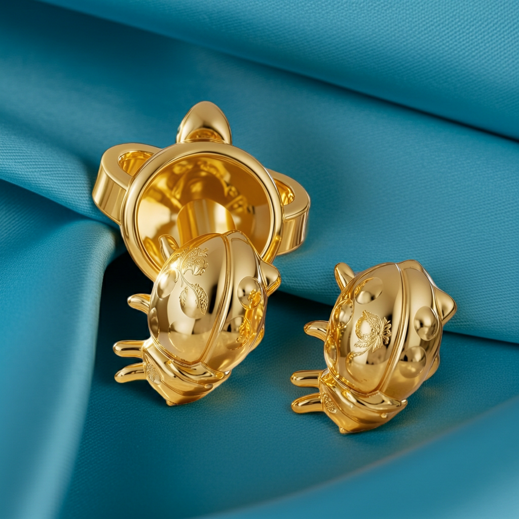 Ladybird Stud Earring – 8mm Miniature Nature-Inspired Stud in Gold