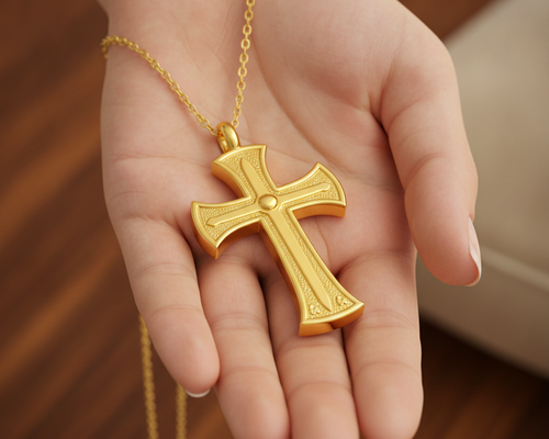 9K Gold Cross Pendant Necklace | Medieval Christian Cross | Faith Necklace | Religious Jewelry | Sacred Cross Pendant | Christian Gift