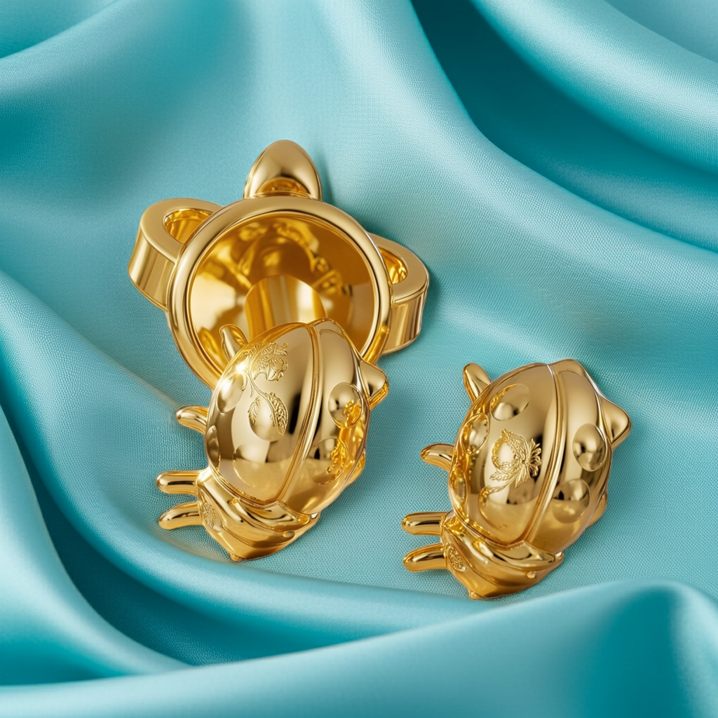 Ladybird Stud Earring – 8mm Miniature Nature-Inspired Stud in Polished Silver / Polished Brass