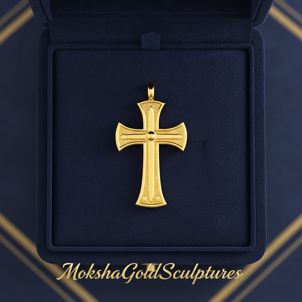 18K Gold Cross Pendant Necklace | Medieval Christian Cross | Faith Necklace | Religious Jewelry | Sacred Cross Pendant | Christian Gift