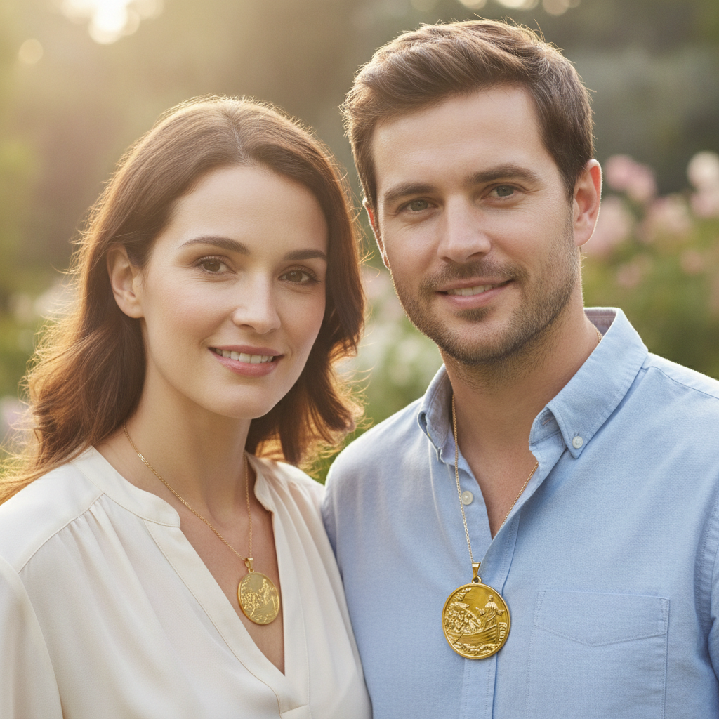 Jesus Calms the Storm Coin Pendant Necklace | 30mm Christian Medallion | 18K Gold, Sterling Silver or Yellow Brass | Religious Gift