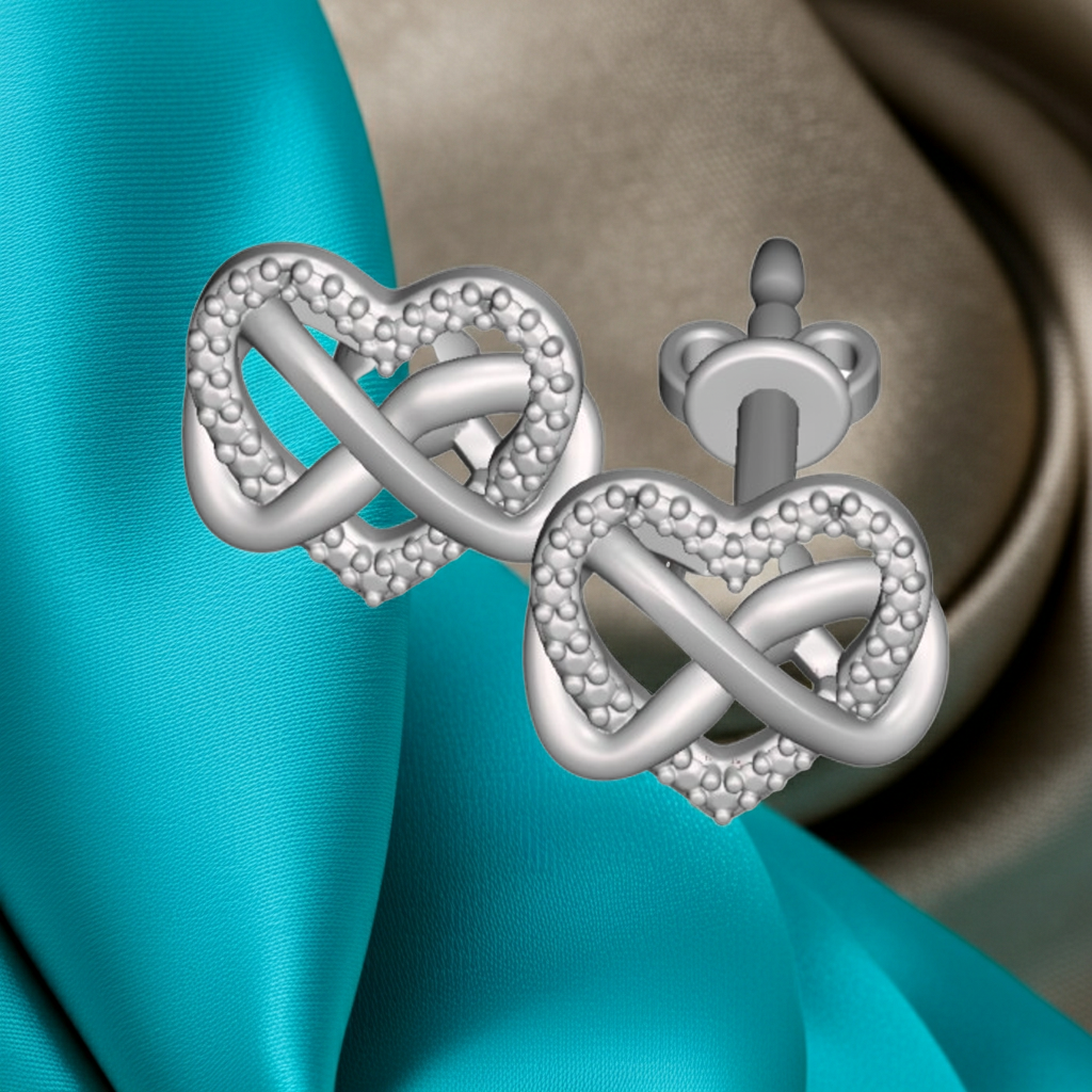 Intertwined Heart Stud Earrings | 20mm Heart Earrings in Silver or Polished Brass | Lightweight Modern Love Knot Studs