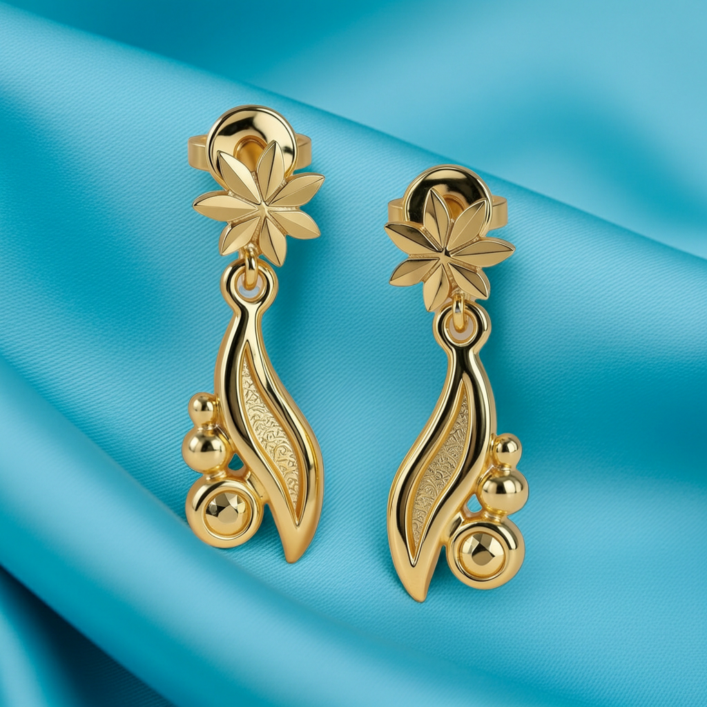 Gold Leaf Drop Earrings, Floral Statement Earrings, Lightweight Gold Dangle Earrings, Handmade Leaf Jewellery