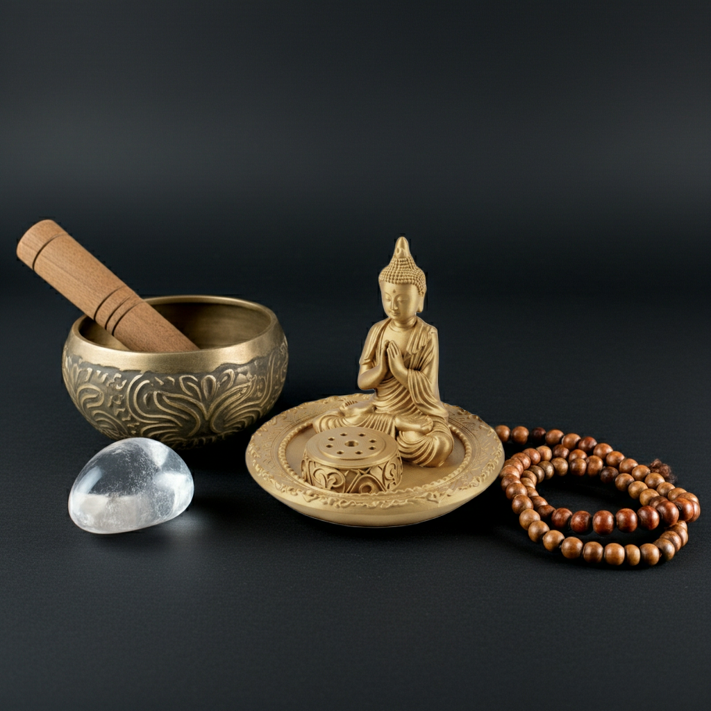 The Buddha Incense Holder Tray in gold resin finish by MokshaGoldSculptures.